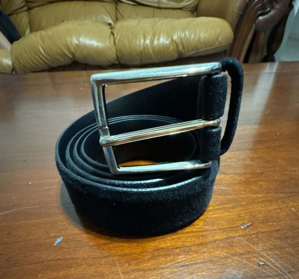 Anderson's Handmade in Italy Black Suede Belt Size 85